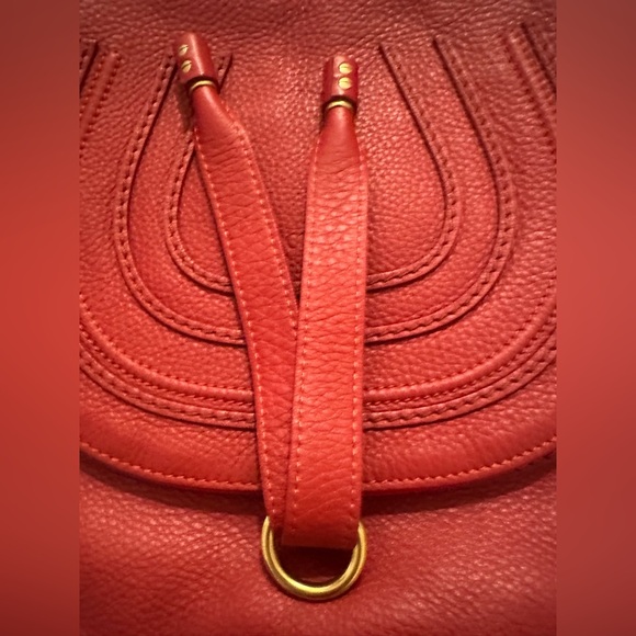 Chloé Red Leather Crossbody Saddle Bag with Tassel - Picture 3 of 15